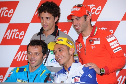 Loris Capirossi, Valentino Rossi, Marco Melandri e Andrea Dovizioso ... un autentico poker d'assi italiano